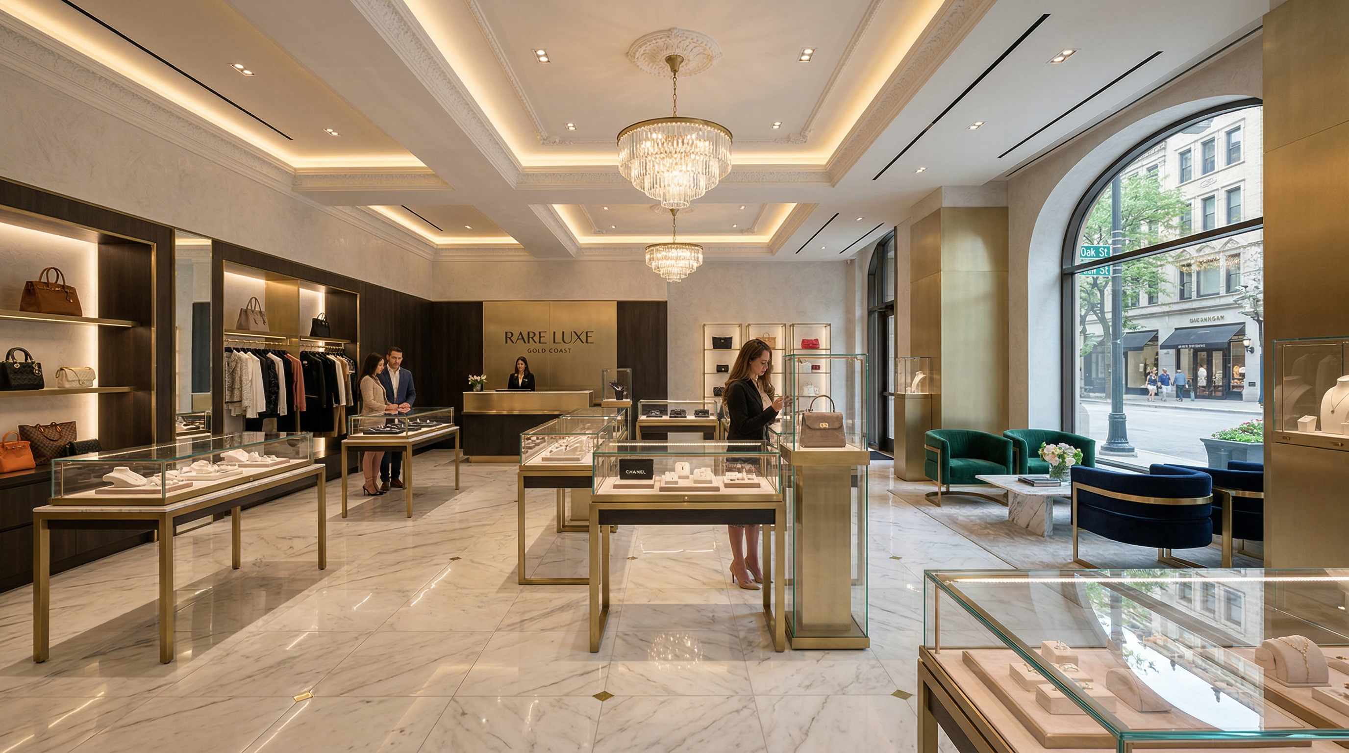 Pristine luxury boutique interior on Chicago's Gold Coast