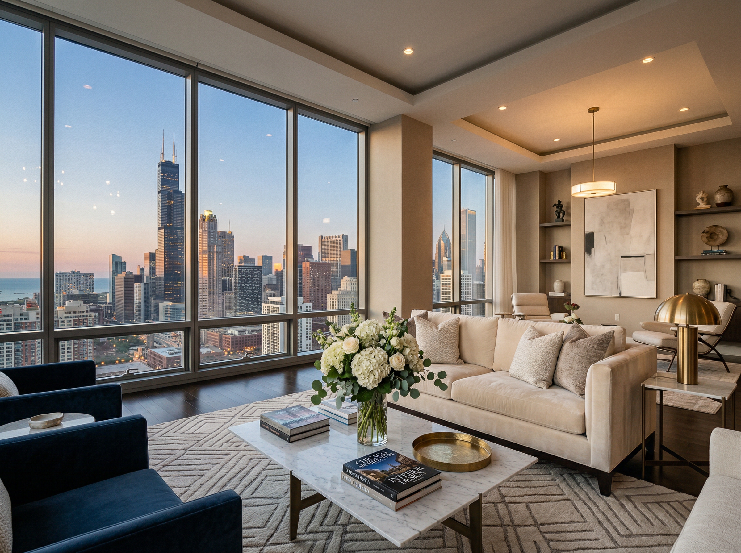 Immaculate Chicago penthouse with city skyline view
